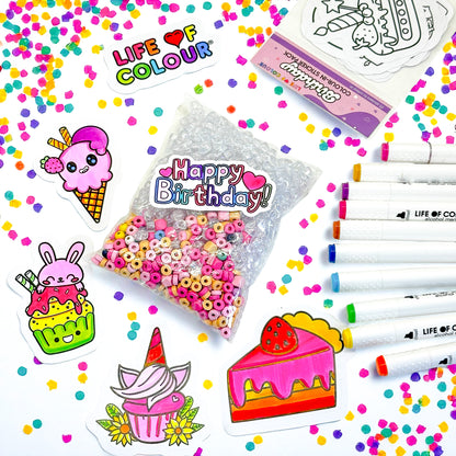 Birthday Colour-In Sticker Pack