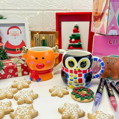 Christmas Mug Painting Kit - Owl and Reindeer