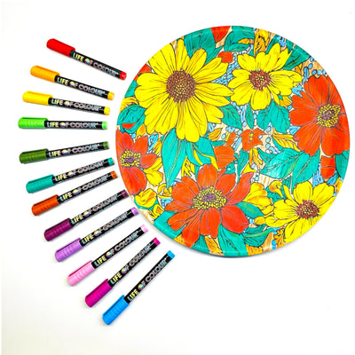 Floral Colours Brush Tip Acrylic Paint Pens - Set of 12