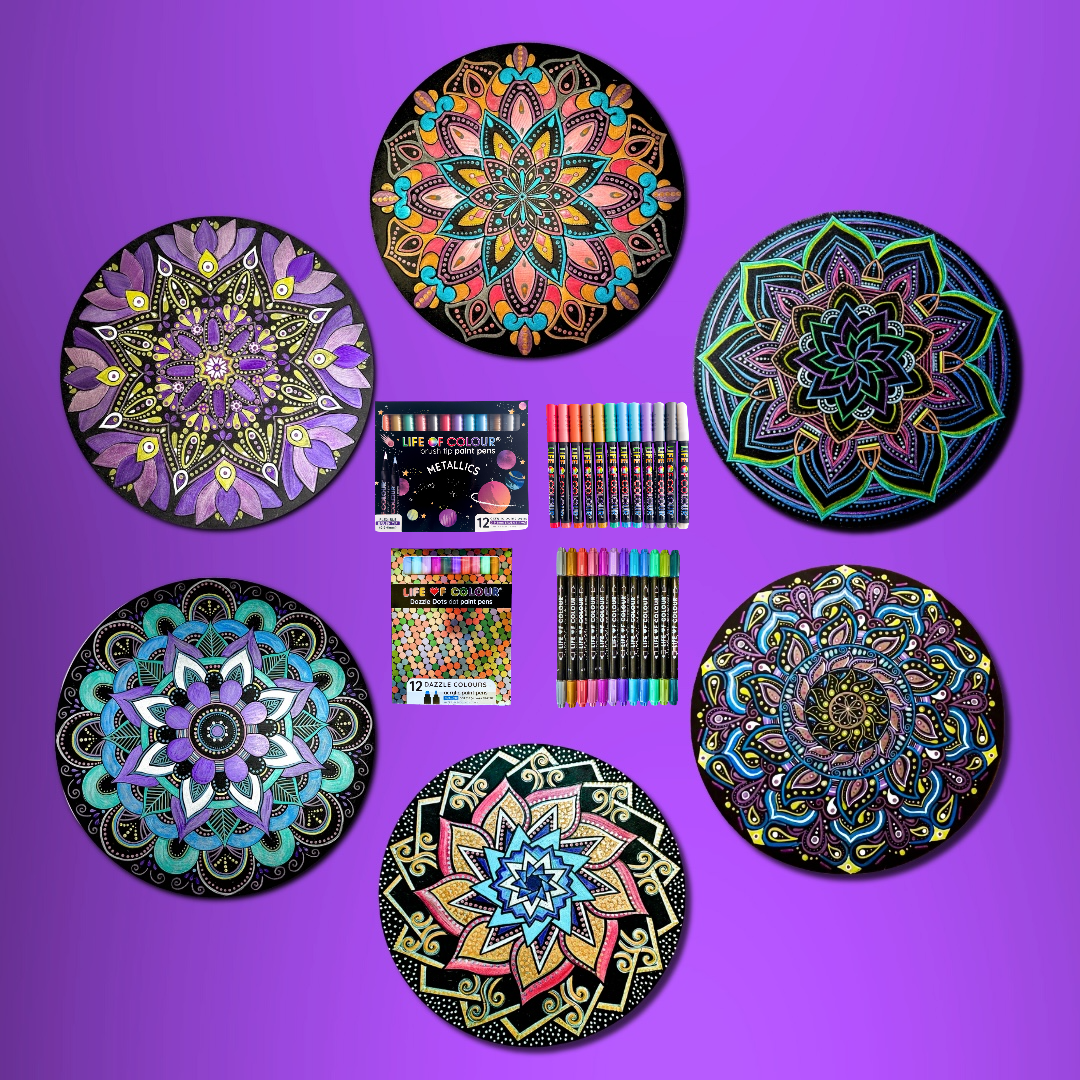 Life of Colour Mandala Mega Galaxy Painting Kit - Bundle of 6
