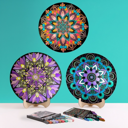 Life of Colour Mandala Galaxy Painting Kit Bundle of 3 - Sun, Moon, and Star