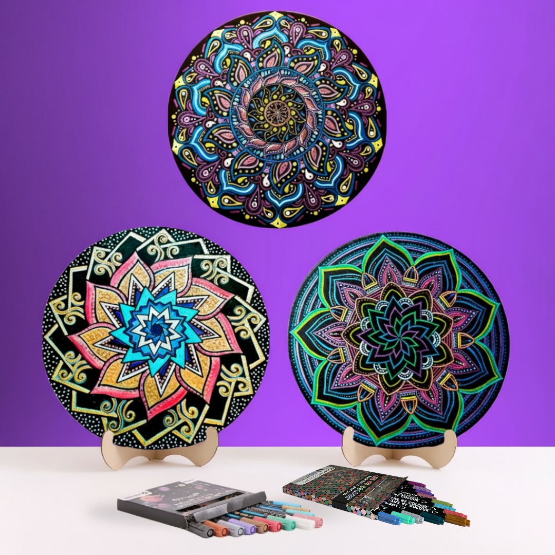 Life of Colour Mandala Galaxy Painting Kit Bundle of 3 - Comet, Meteor and Supernova