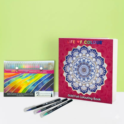Life of Colour Gold Foil Colouring Book Bundle