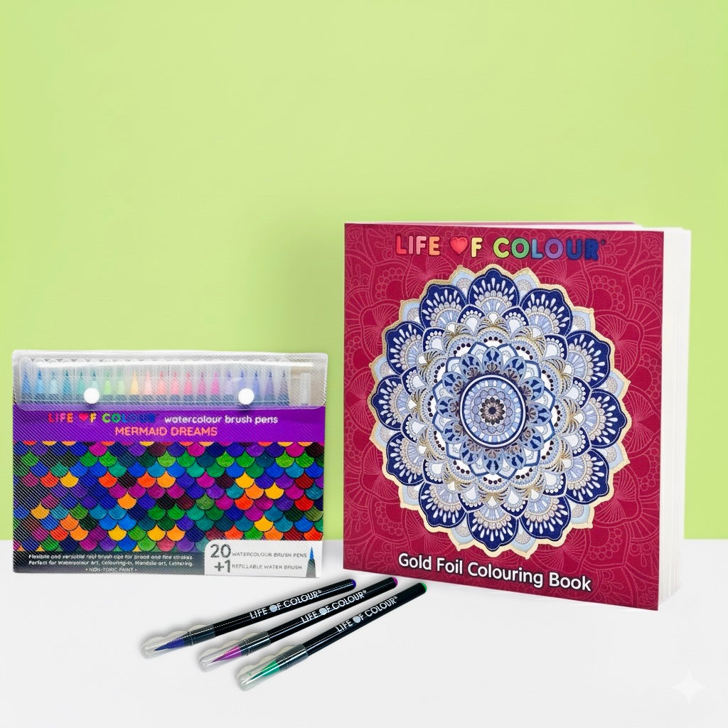 Life of Colour Gold Foil Colouring Book Bundle