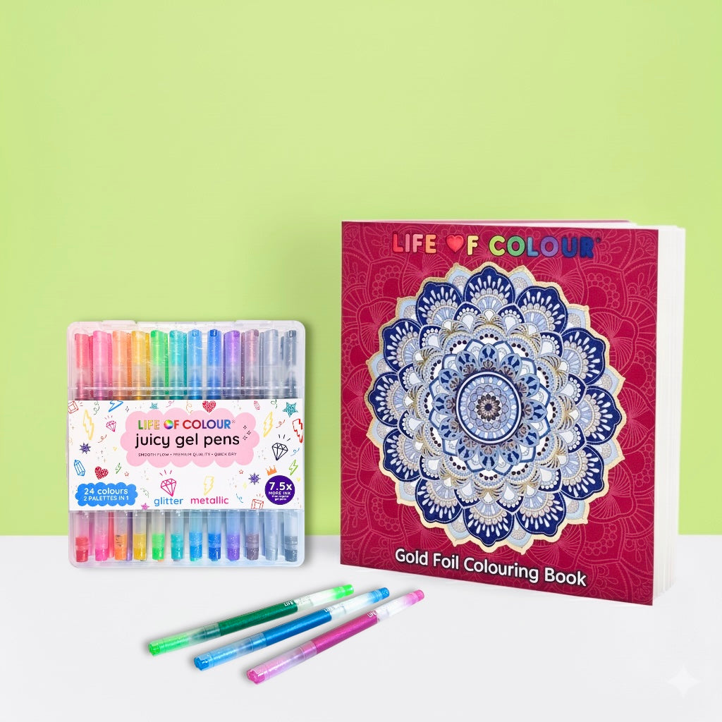 Life of Colour Gold Foil Colouring Book Bundle
