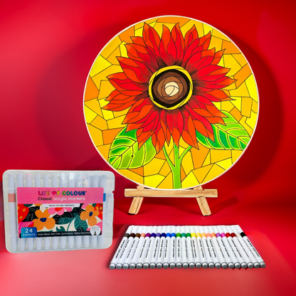 Life of Colour Mosaic Painting Kit - Sunflower with Acrylic markers