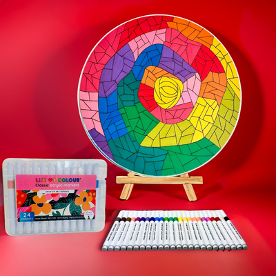 Life of Colour Mosaic Painting Kit - Rose with Acrylic markers