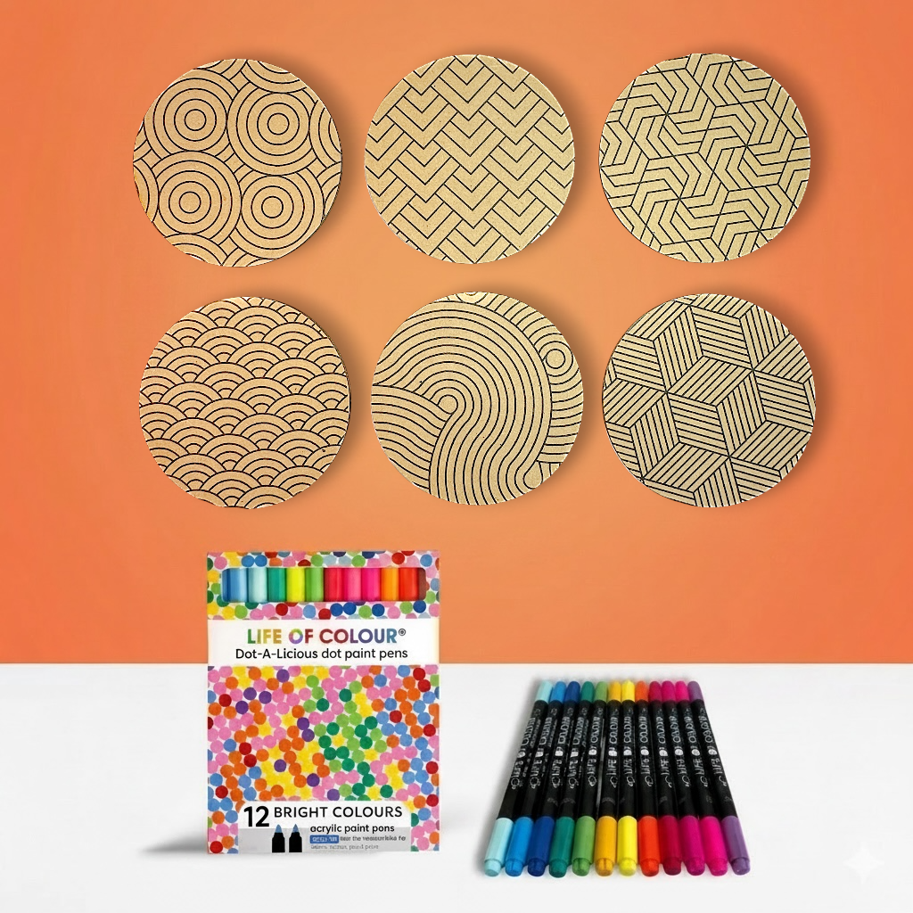 Life of Colour Zendoodle Coaster Kit - Set of 6