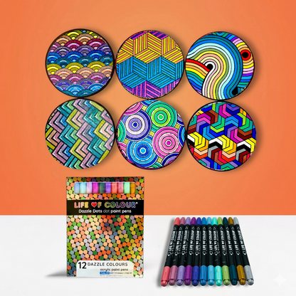 Life of Colour Zendoodle Coaster Kit - Set of 6