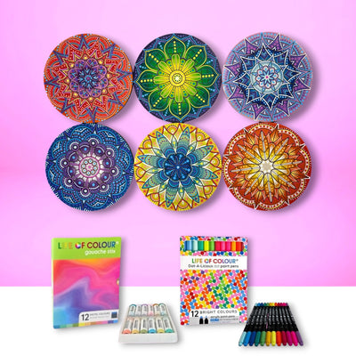 Life of Colour Mini Mandala Painting Kit Bundle of 6
