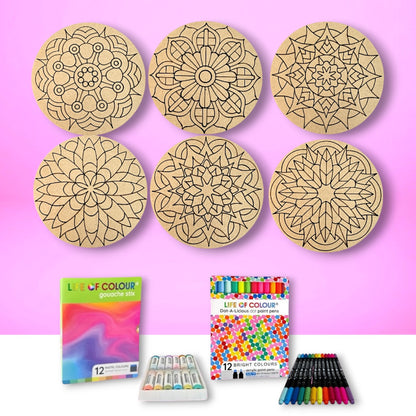 Life of Colour Mini Mandala Painting Kit Bundle of 6