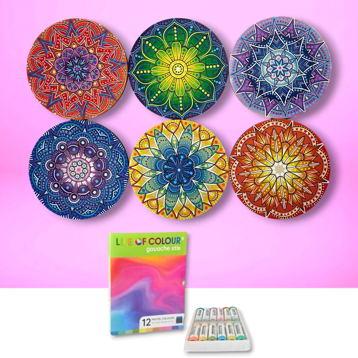 Life of Colour Mini Mandala Painting Kit Bundle of 6