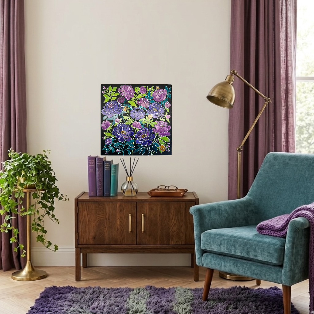 Metal Poster Painting Kit - Peonies