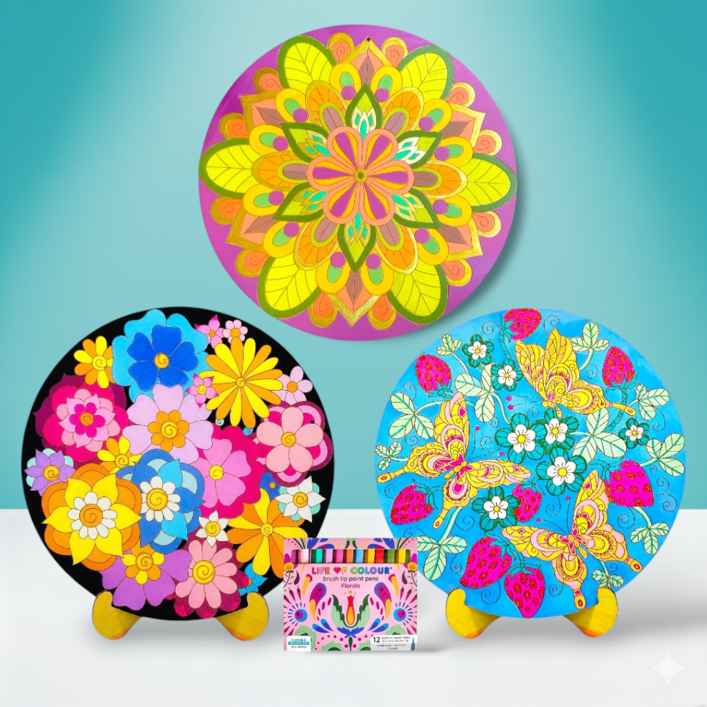 Flower Painting Bundle - Happy Garden, Golden Blooms and Strawberry Fields