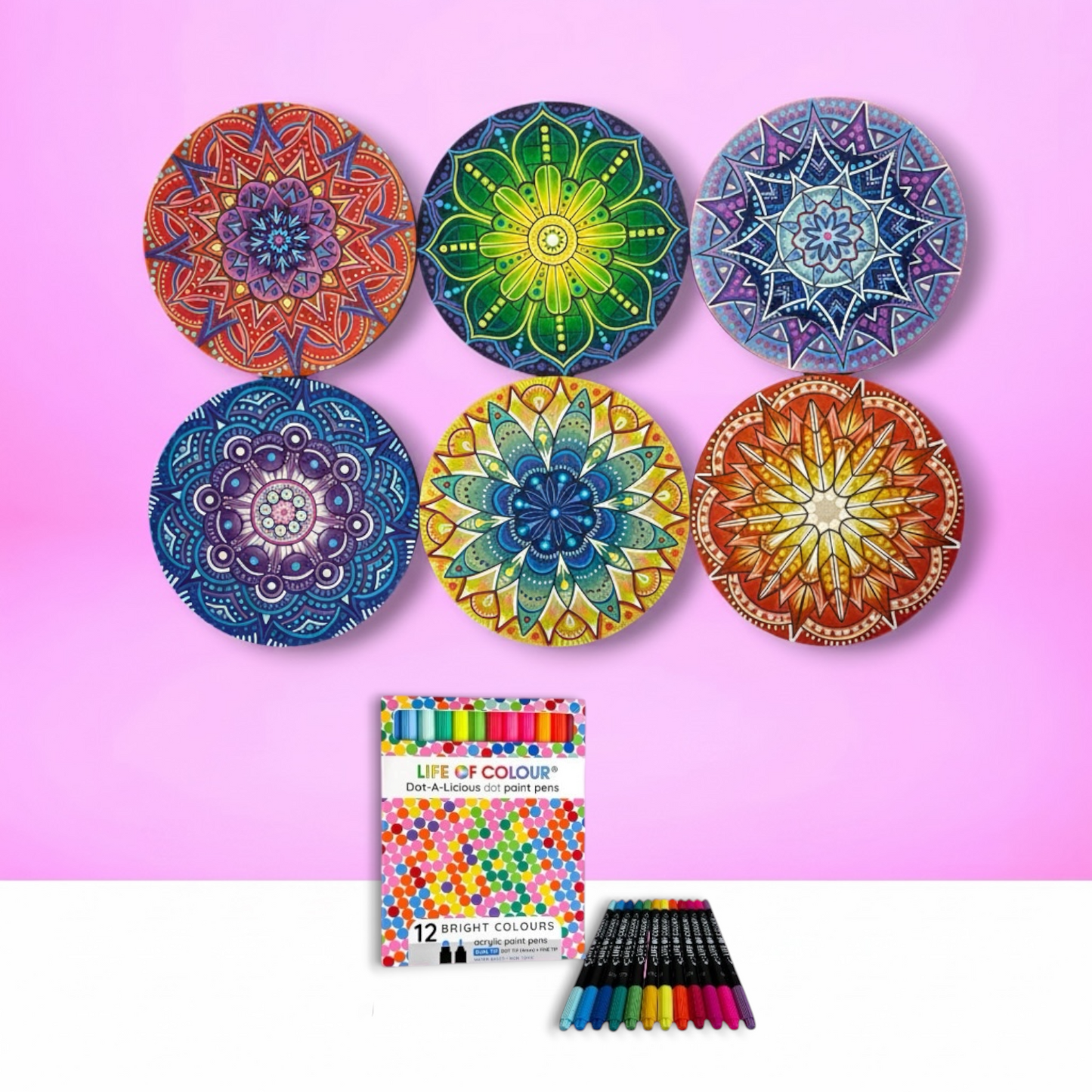 Life of Colour Mini Mandala Painting Kit Bundle of 6
