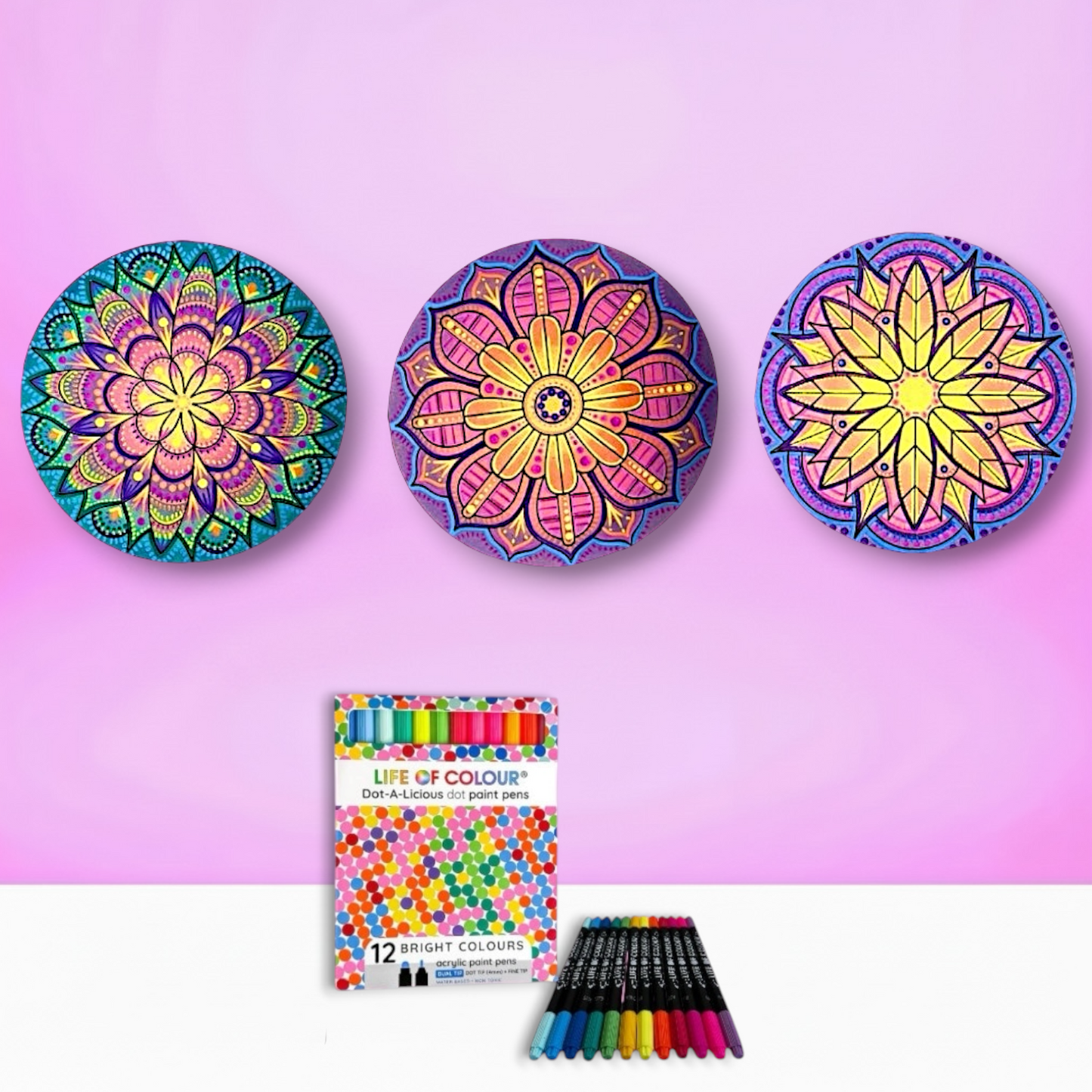 Life of Colour Mini Mandala Painting Kit Bundle of 3 (Group 2)