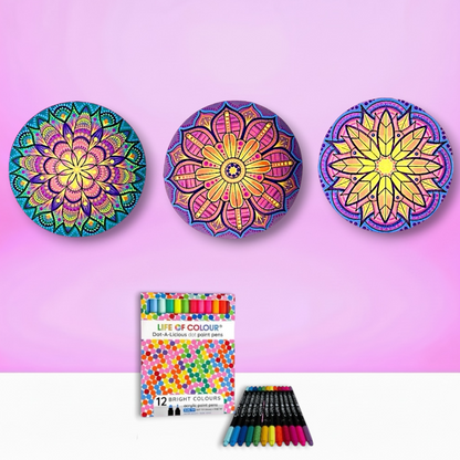 Life of Colour Mini Mandala Painting Kit Bundle of 3 (Group 2)