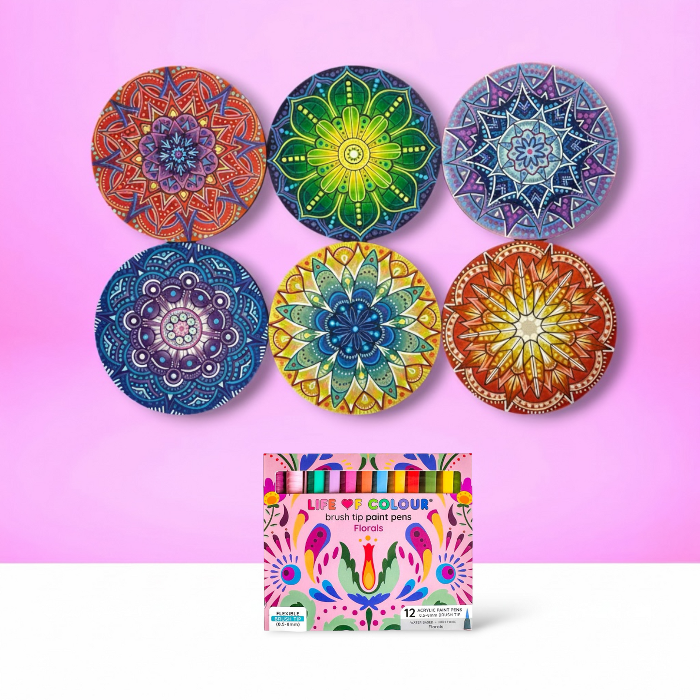 Life of Colour Mini Mandala Painting Kit Bundle of 6