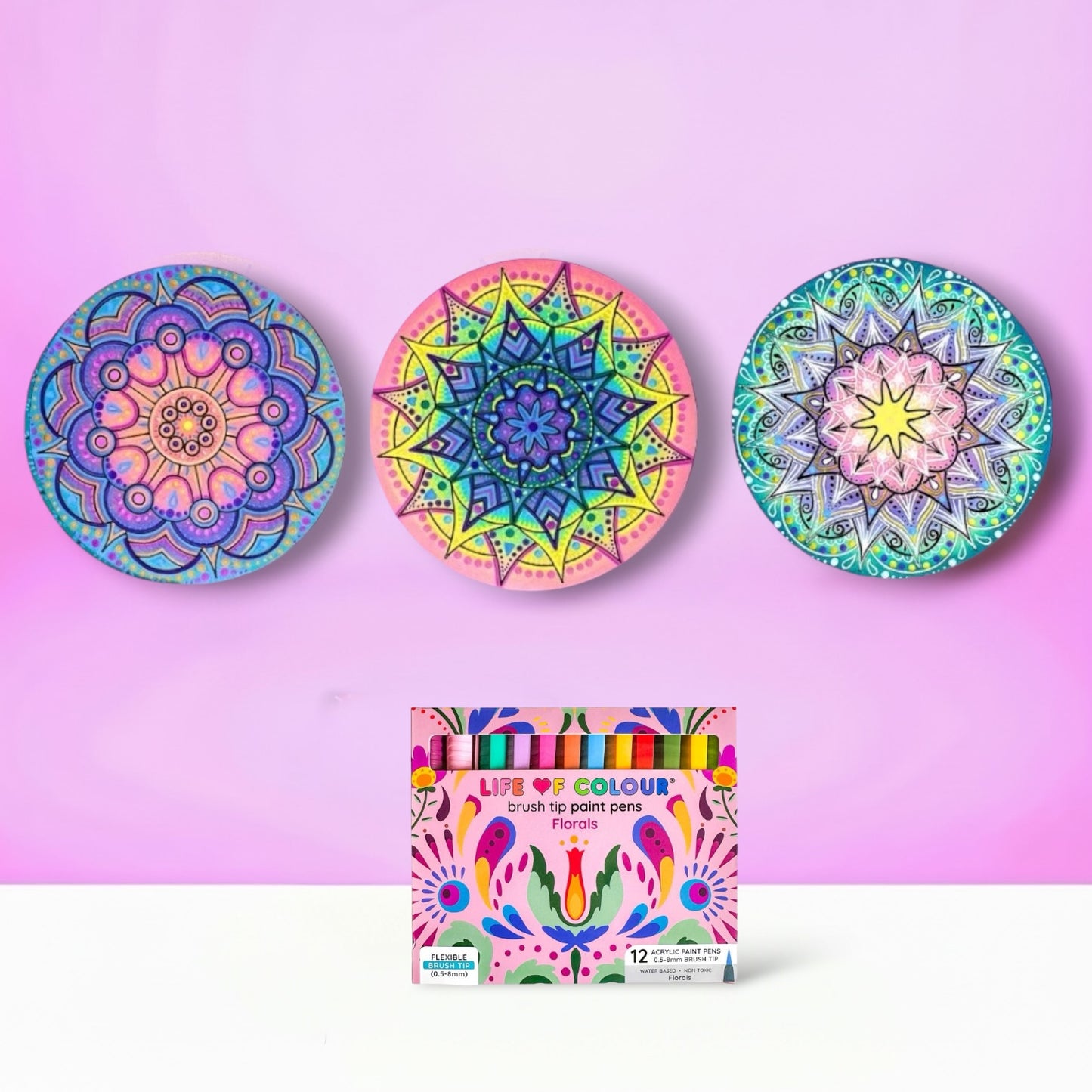 Life of Colour Mini Mandala Painting Kit Bundle of 3 (Group 1)