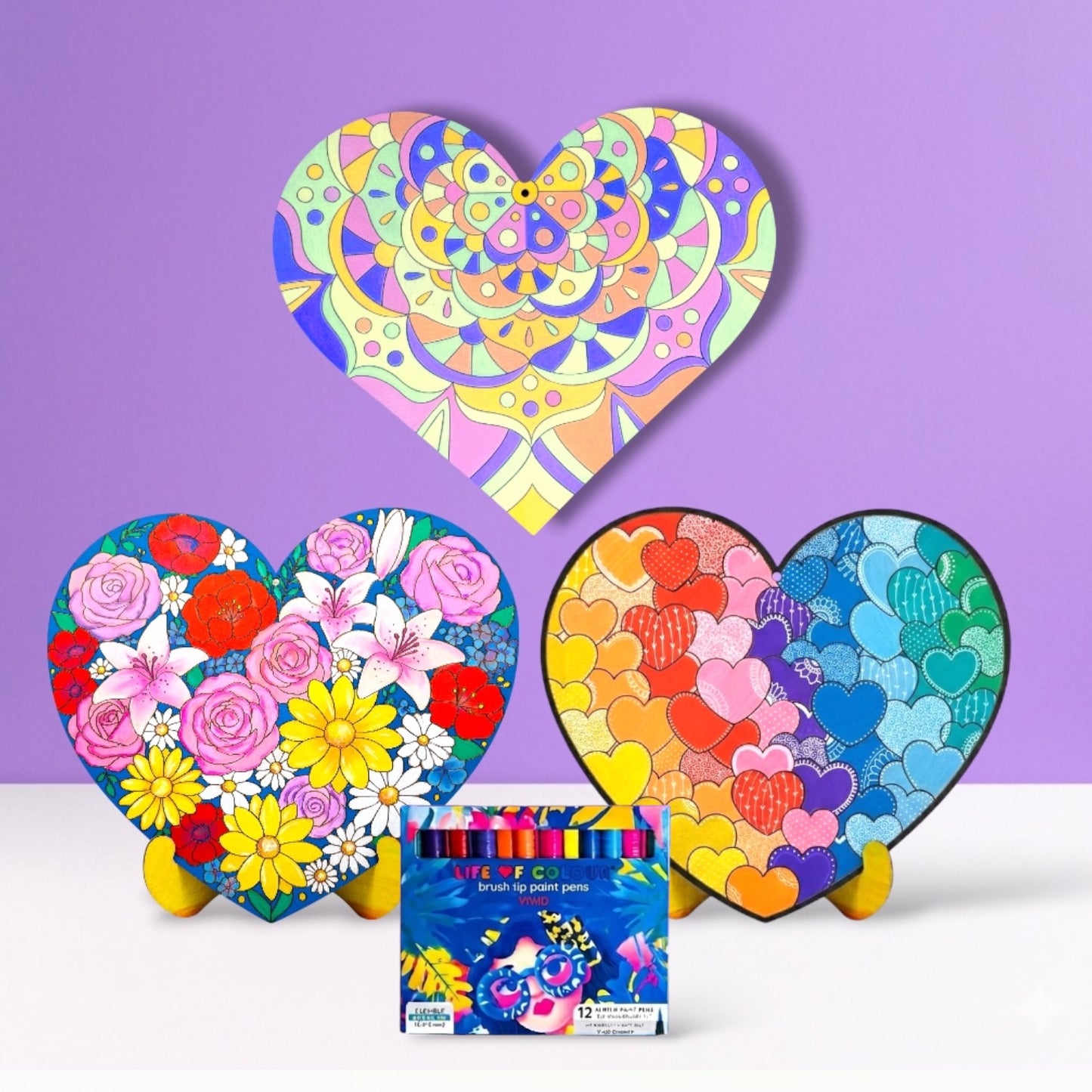 Heart Painting Kit - Bundle of 3 Hearts