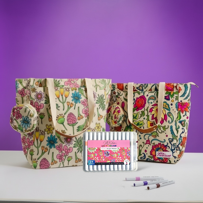 DIY Doodle Bag Bundle - Wildflower & Dreamy Flowers Tote Bags & Acrylic Markers