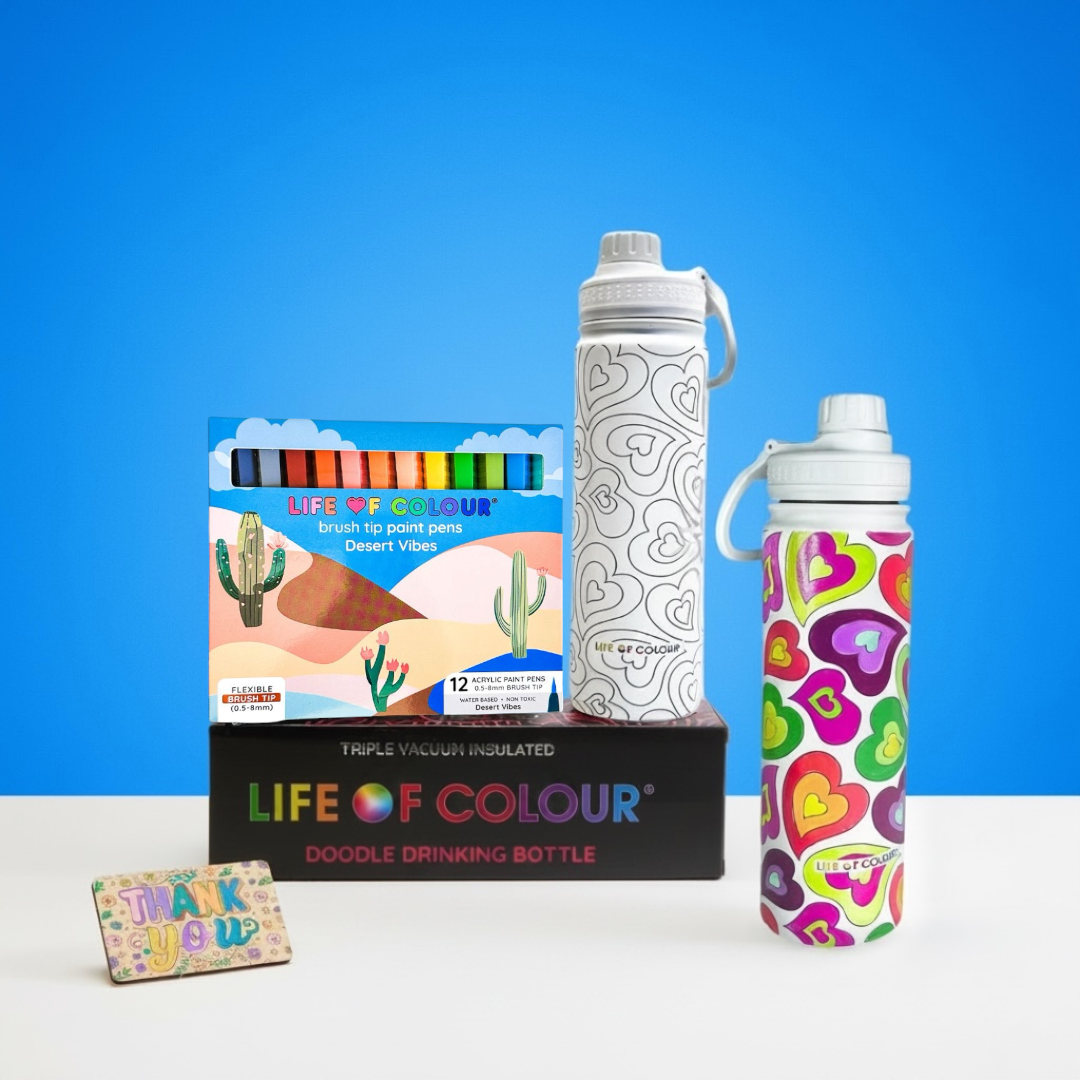 Doodle Drinking Bottle Painting Kit - Heart Design