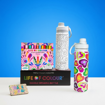 Doodle Drinking Bottle Painting Kit - Heart Design