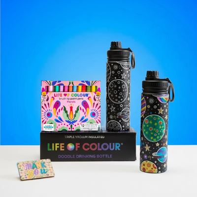 Doodle Drinking Bottle Painting Kit - Space Design