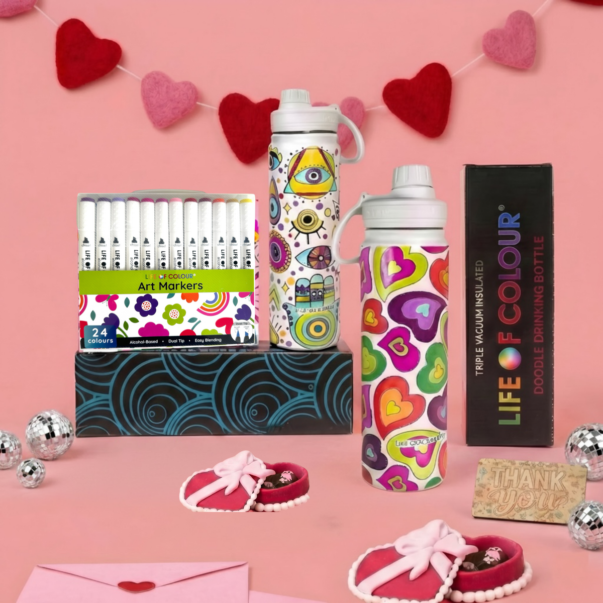 Doodle Drinking Bottle Painting Bundle - Hearts and Mystical
