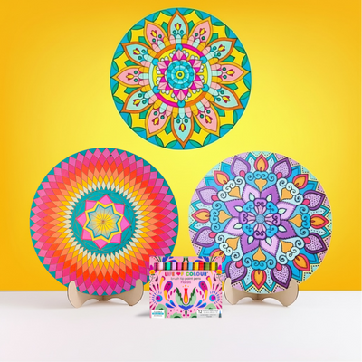 Life of Colour Mandala Painting Kit - Bundle of 3 (Radial Balance, Phoenix and Botanica)