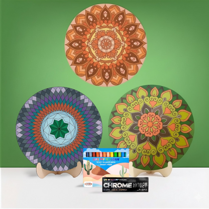 Life of Colour Mandala Painting Kit - Bundle of 3 (Radial Balance, Phoenix and Botanica)