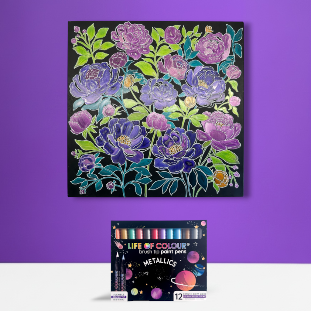 Metal Poster Painting Kit - Peonies