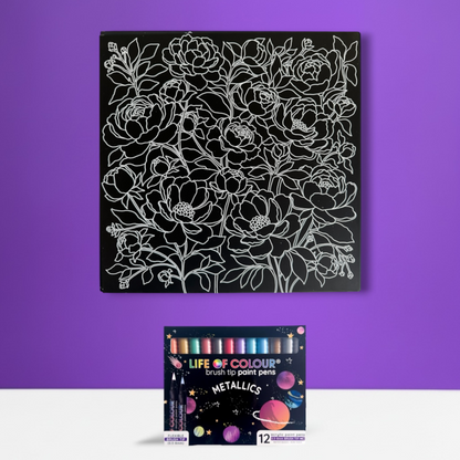 Metal Poster Painting Kit - Peonies