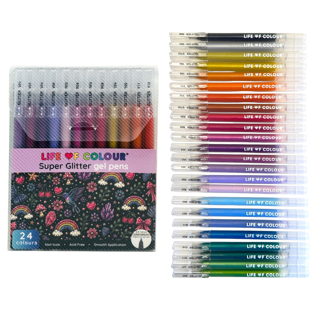 Super Glitter Gel Pens - Set of 24