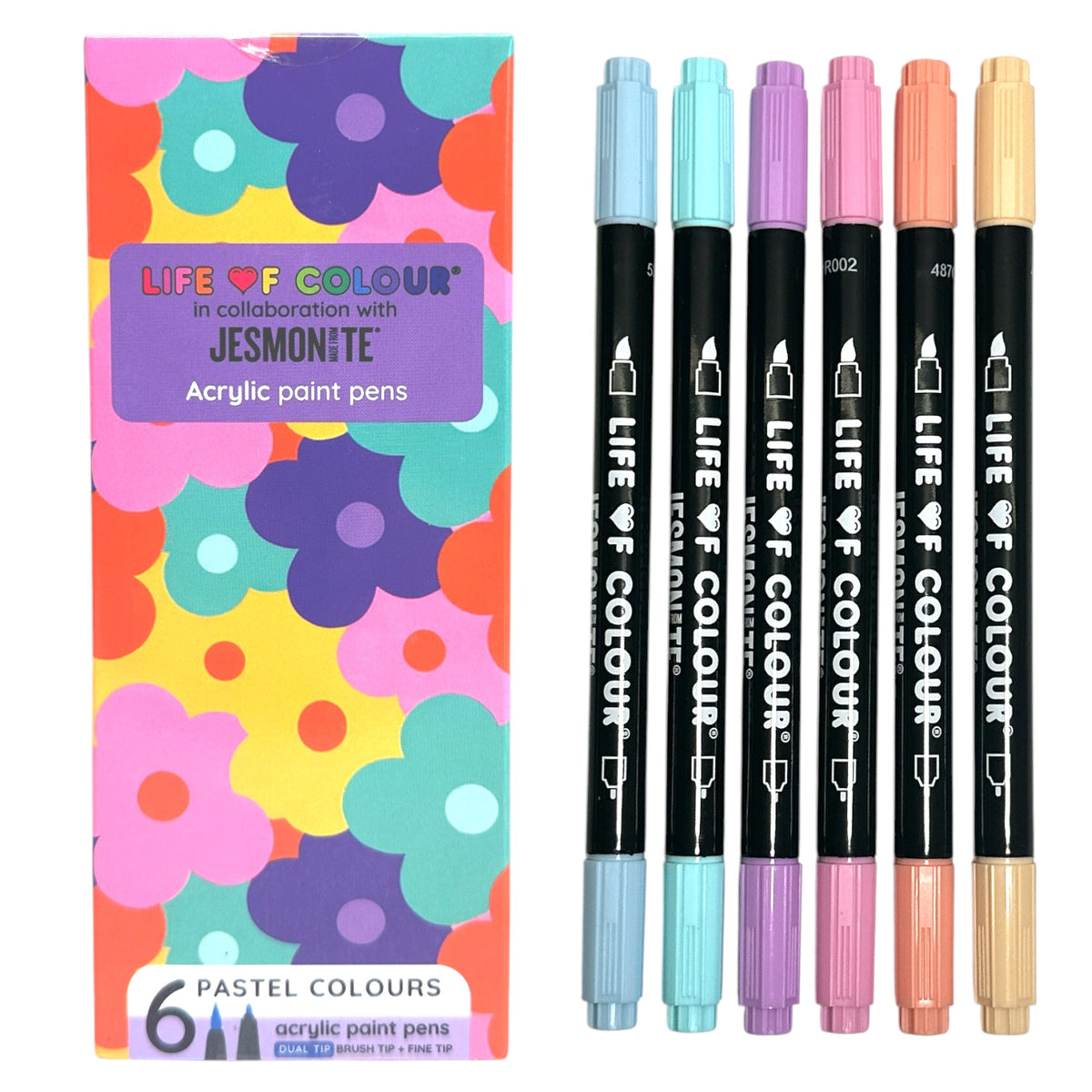 Jesmonite® x Life of Colour Pastel Colour Dual Tip Acrylic Paint Pens - Set of 6