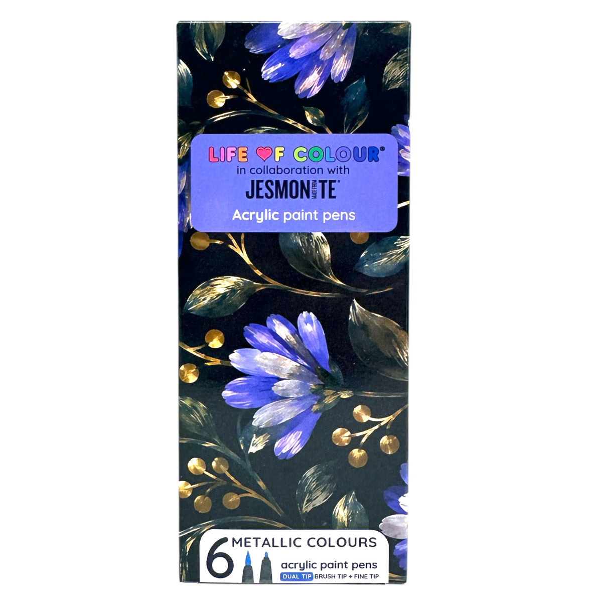 Jesmonite® x Life of Colour Metallic Colour Dual Tip Acrylic Paint Pens - Set of 6