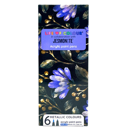 Jesmonite® x Life of Colour Metallic Colour Dual Tip Acrylic Paint Pens - Set of 6