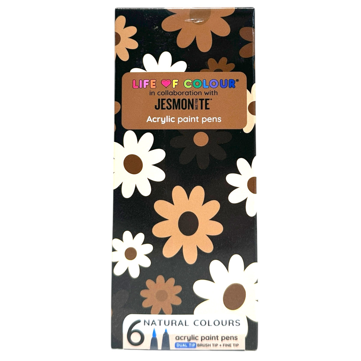 Jesmonite® x Life of Colour Natural Colour Dual Tip Acrylic Paint Pens - Set of 6