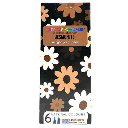 Jesmonite® x Life of Colour Natural Colour Dual Tip Acrylic Paint Pens - Set of 6