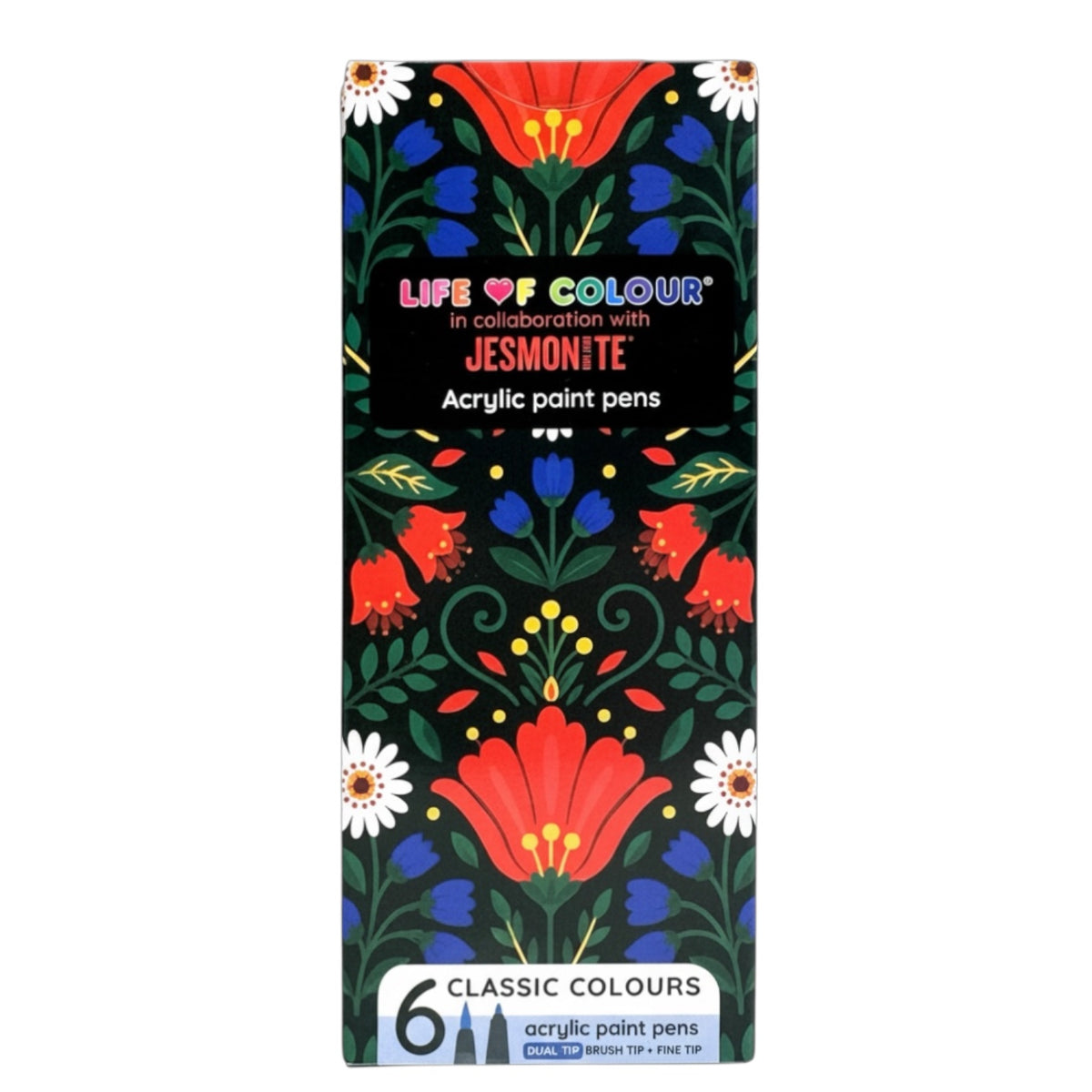 Jesmonite® x Life of Colour Classic Colour Dual Tip Acrylic Paint Pens - Set of 6