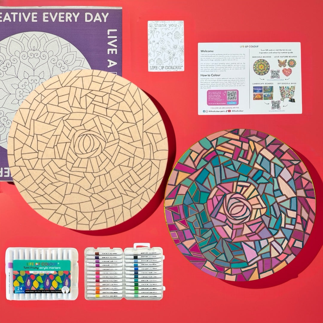 Life of Colour Mosaic Painting Kit - Rose with Acrylic markers