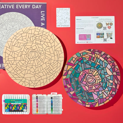 Life of Colour Mosaic Painting Kit - Rose with Acrylic markers
