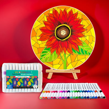 Life of Colour Mosaic Painting Kit - Sunflower with Acrylic markers