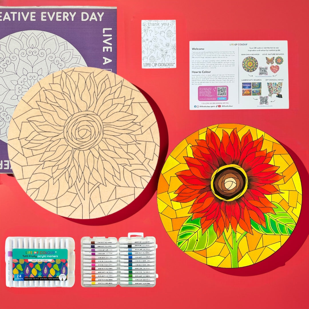 Life of Colour Mosaic Painting Kit - Sunflower with Acrylic markers