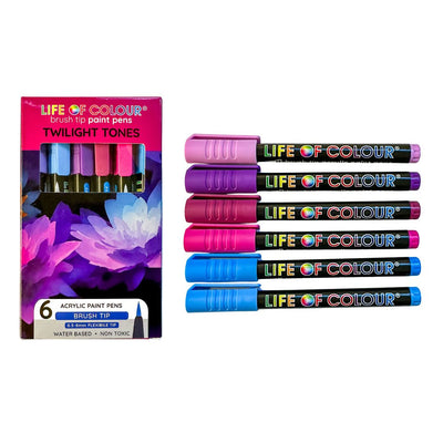 Twilight Tones Brush Tip Acrylic Paint Pens – Set of 6