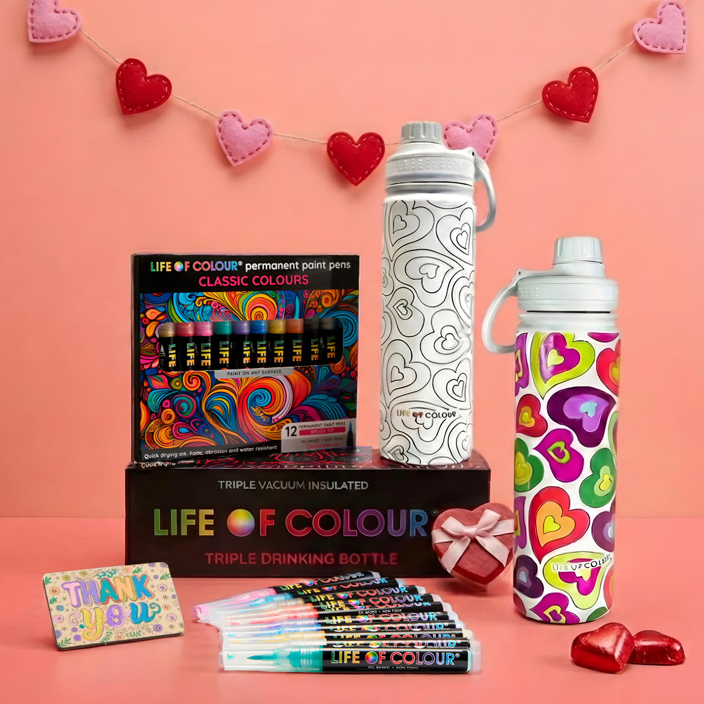 Doodle Drinking Bottle Painting Kit - Heart Design