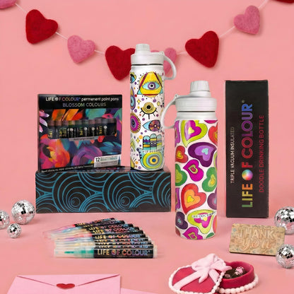 Doodle Drinking Bottle Painting Bundle - Hearts and Mystical