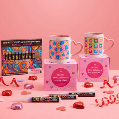 "Cup of Love" DIY Mug Painting Bundle - Curvy and Square Hearts Designs