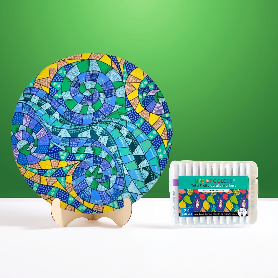 Life of Colour Mosaic Painting Kit - The Wave with Acrylic markers