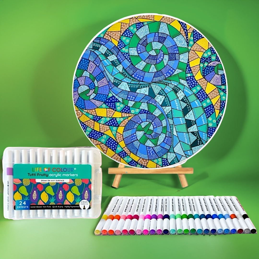 Life of Colour Mosaic Painting Kit - The Wave with Acrylic markers